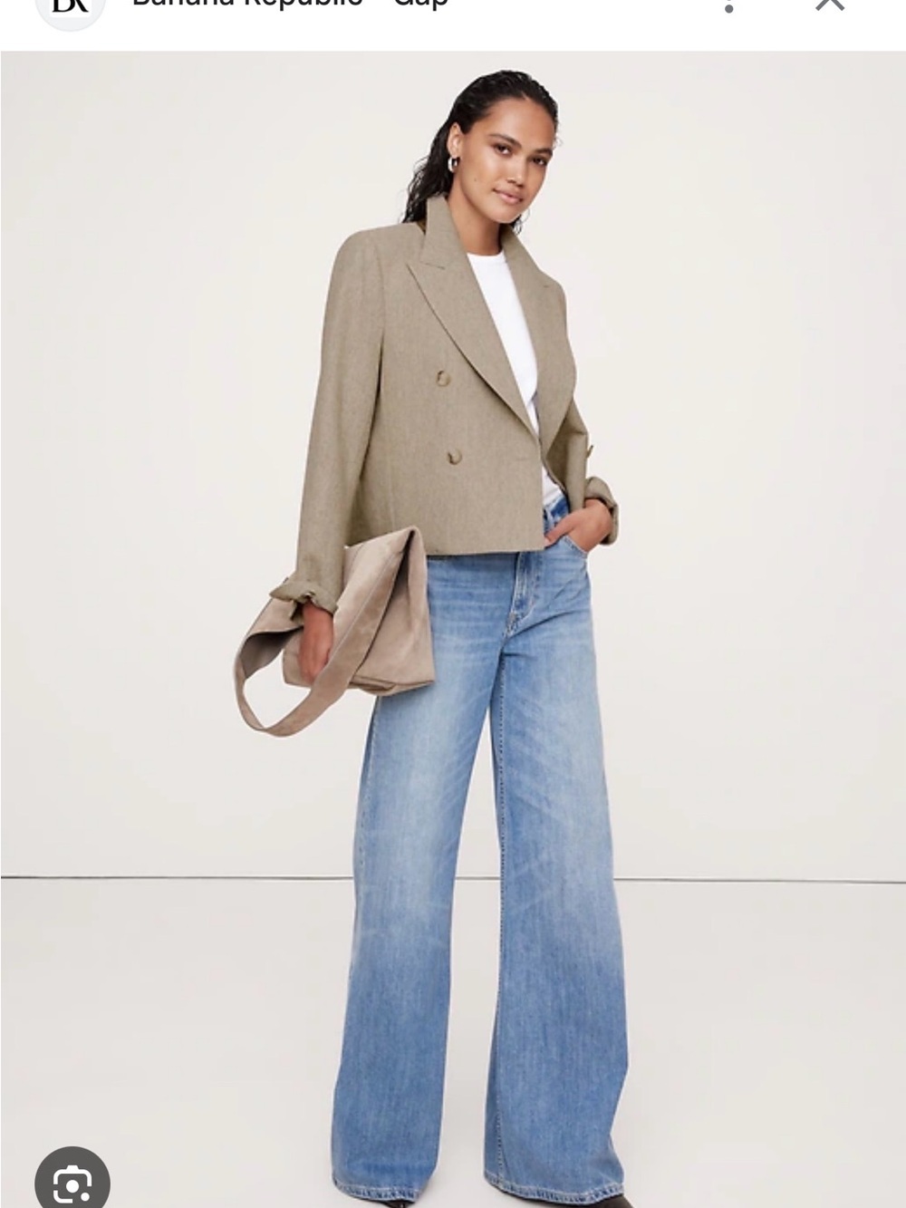 Banana Republic Taupe Cropped Double-Breasted Blazer